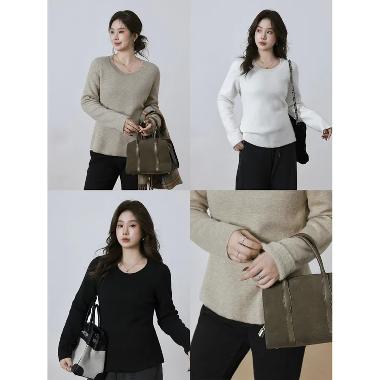 大婉酱微胖定制【绒绒香岛】绵羊毛内搭针织衫女冬打底衫上衣 2583D