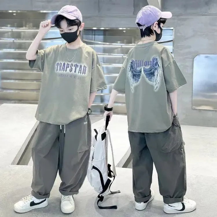 男童夏装短袖套装潮流新款春装中大童夏季男孩运动痞帅气时髦潮酷