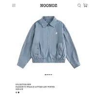 NOONOZ刺绣字母条纹翻领美式夹克男女秋冬潮牌显瘦cleanfit外套