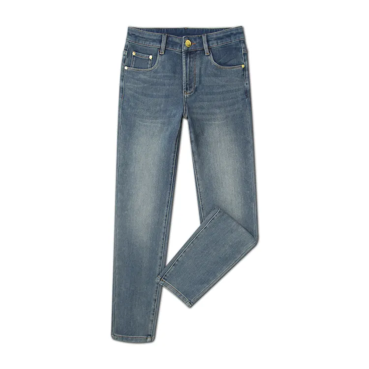 轻奢男士牛仔裤冬季新款蓝色洗水中腰微弹休闲小直筒长裤Z88001