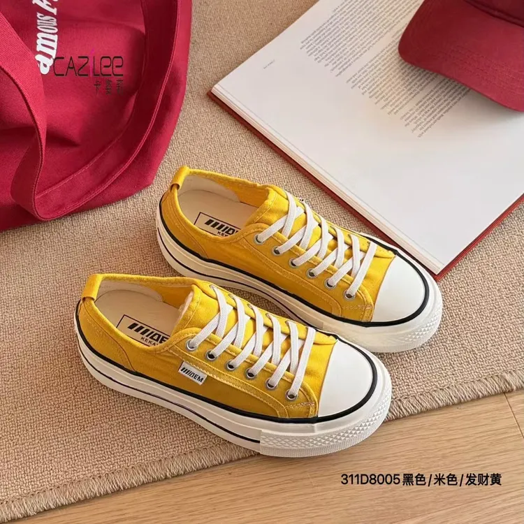 25年厚底板儿鞋真皮垫 广州原版帆布原单 舒适透气时尚休闲