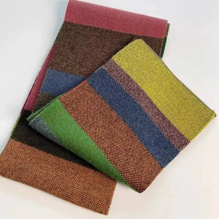 法式轻奢风彩虹条纹围巾经典款女秋冬百搭新款时尚百搭保暖护颈