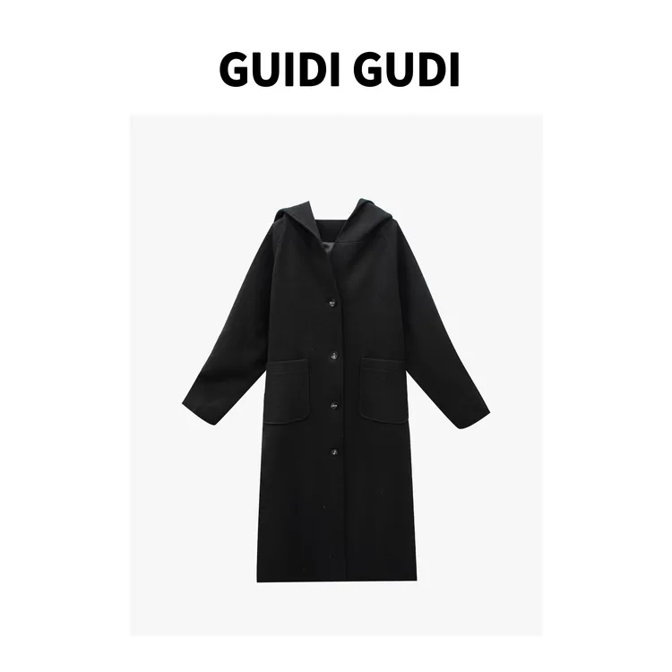 Q GUIDI GUDI【忘记】气质休闲百搭长款连帽风衣外套 W9430672H