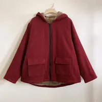 加绒加厚保暖连帽棉服长袖时尚百搭红色宽松2025冬季新款YX104630
