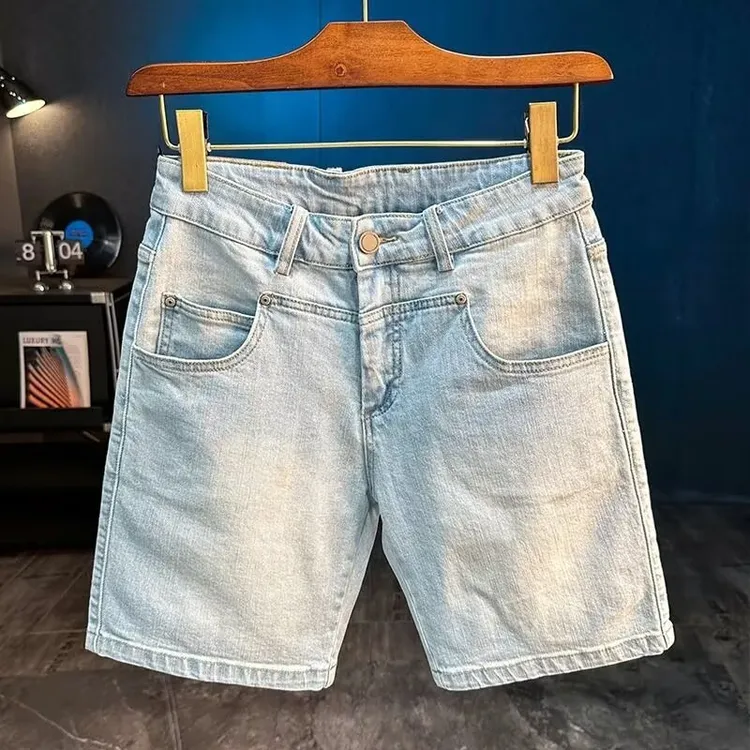 高级感时尚简约牛仔短裤男2025夏季韩版痞帅潮流修身百搭五分中裤
