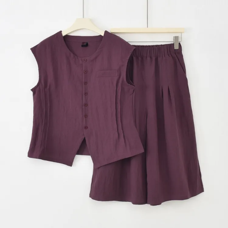 2025夏季冰丝提花缎马甲+长裤两件套韩版设计感百搭时尚套装5712