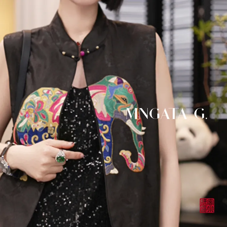 MNGATA G.宫小妍【七彩宝象】桑蚕丝新中式中国风秋冬马甲5030553