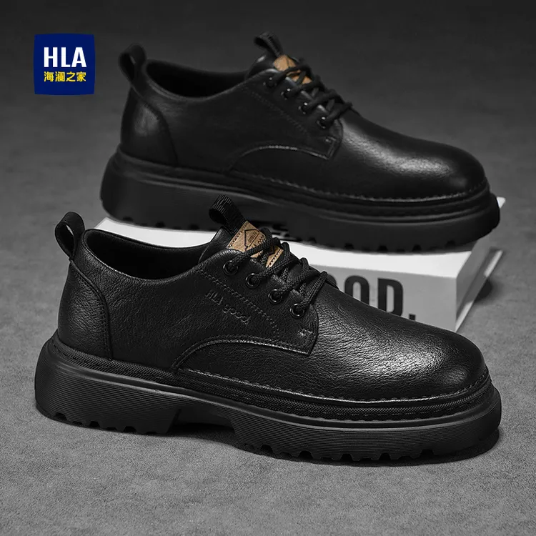 HLA/海澜之家男鞋潮流百搭黑色工装鞋子冬季新款休闲耐磨运动鞋子