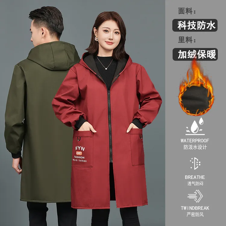 加绒加厚罩衣成人厨房家用做饭2025年秋冬新款防风防水防油保暖