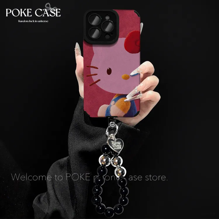 轻奢瞳眼坐姿KT适用于苹果17PRO华为vivo小米oppo手链手机壳