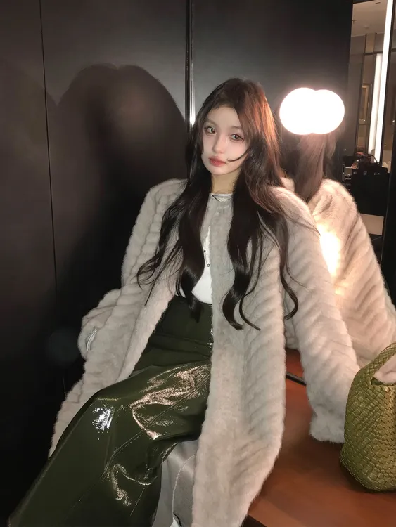 冬季加厚高级感 复古人字纹长款大衣