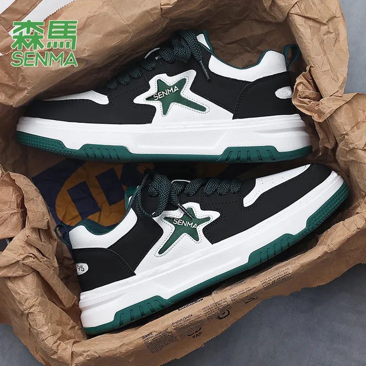 SENMA/森马男鞋夏季2026新款皮面板鞋时尚小白鞋休闲运动鞋子男款商品图