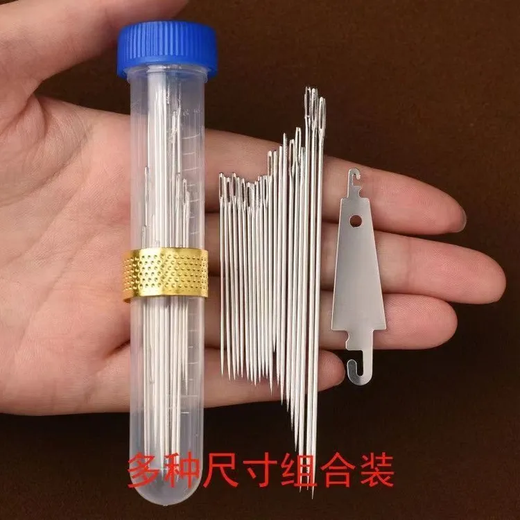 家用手缝针大眼针尖头钢针老人缝被子针手工绣花针家用缝衣针长针
