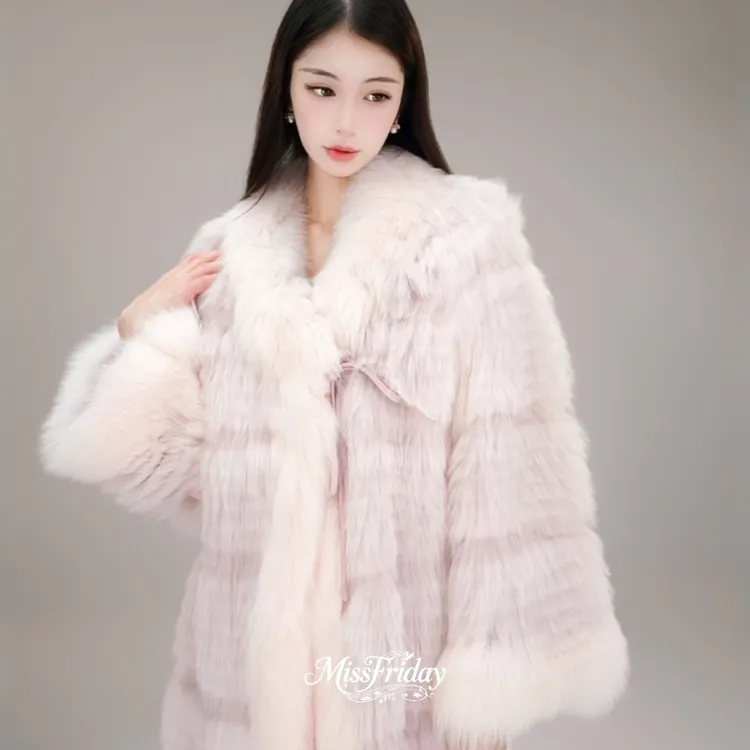 MissFriday｜芬兰进口狐狸毛皮草浴袍款车条高级定制5713
