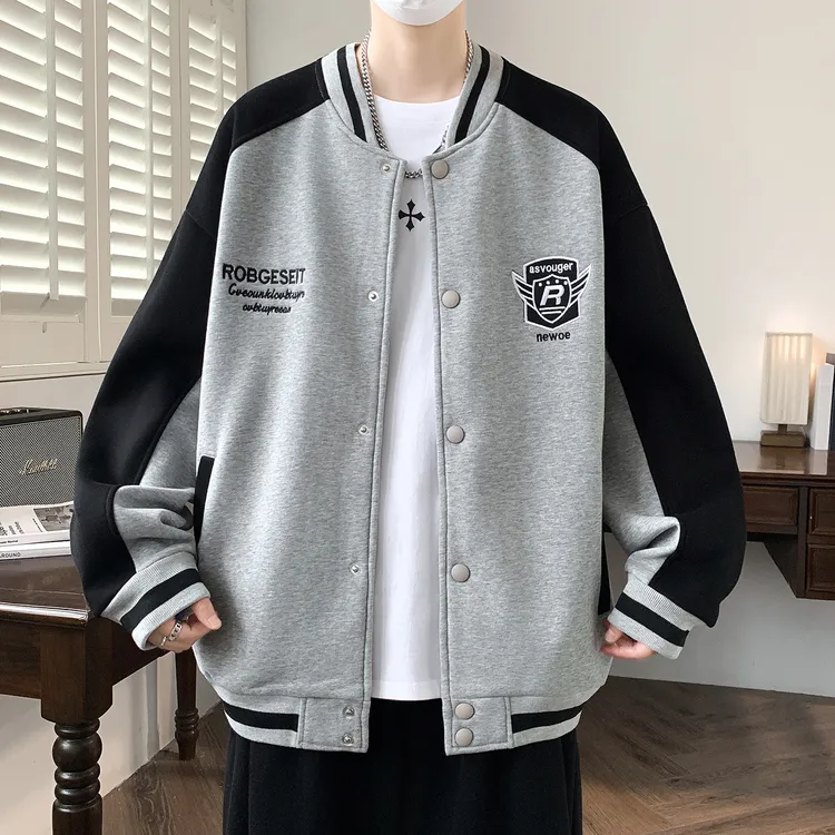 稻草人秋冬新款男士青少年棒球服休闲时尚卫衣百搭夹克立领外套潮