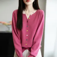 本芯-【彩扣开衫】软糯针织时尚薄款开衫亲肤外套