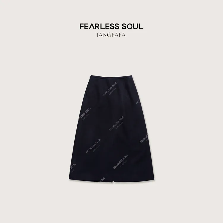 唐发发TFF秋冬山羊绒混纺柔软舒适高腰中长款A字半身裙825FK817 *