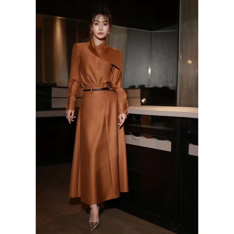 ZEROYK时尚套装设计感别致独特不规则翻领衬衫半裙名媛气质两件套