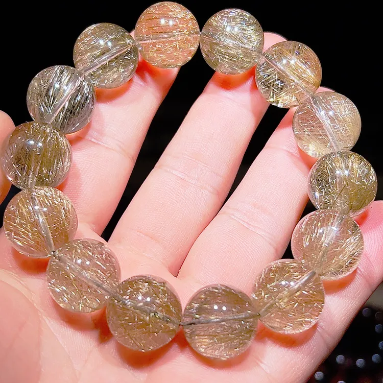 天然精品老矿魔鬼银发晶水晶单圈手链 17mm+/99.1