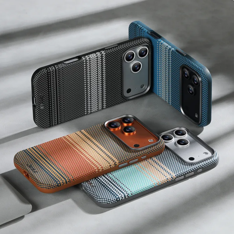 适用苹果17ProMax素皮凯夫拉纹磁吸手机壳高档iPhone1514全包皮壳