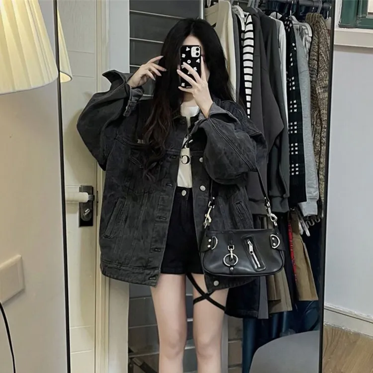 春秋新款牛仔外套女士长袖休闲宽松韩版潮流百搭复古水洗街头夹克