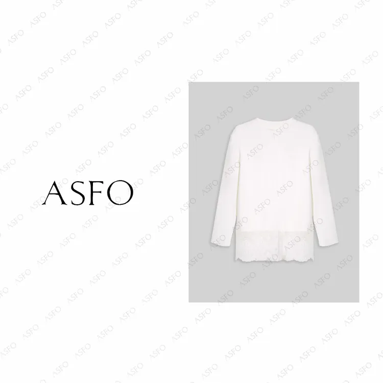 【AS花轮】25新简约蕾丝花边拼接下摆百搭休闲上衣AS25QXS04160
