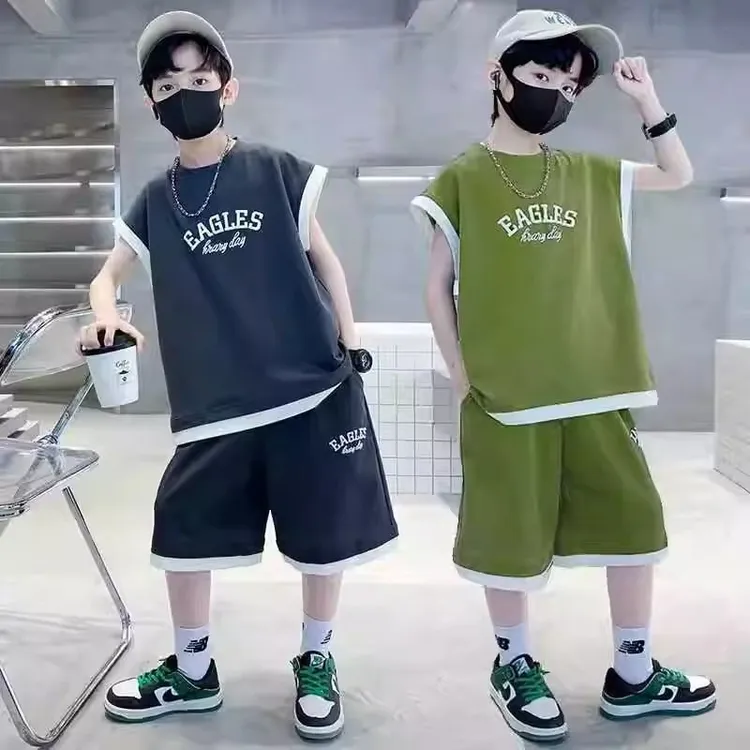 男童背心套装夏季2025新款韩版儿童夏装无袖衣服夏装男孩运动服潮