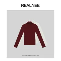 REALNEEI【堆堆tee】丝光眻毛软糯安可拉堆堆领打底保暖上衣10109
