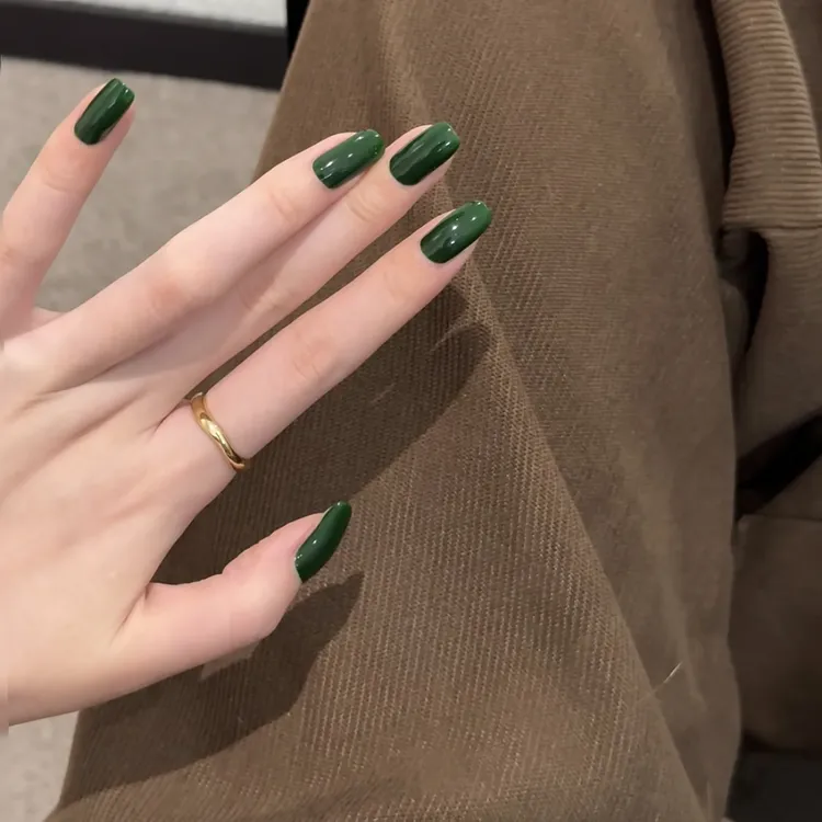 【祖母绿】纯手工穿戴甲显白玉石温柔高级感纯欲无钻绿色新款美甲片