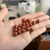 【送福珠宝】18K金镶瓦西南红圆珠单珠配饰路路通 10MM多样性发其一