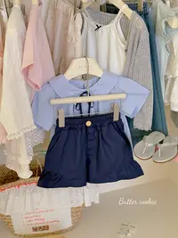 SY-68015-儿童时尚洋气百搭木扣净色棉布裤（夏款）