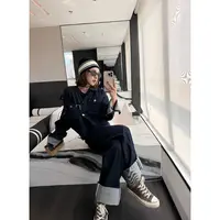 【娇娇私服定制】新款港风休闲牛仔外套+裤子两件套82002#