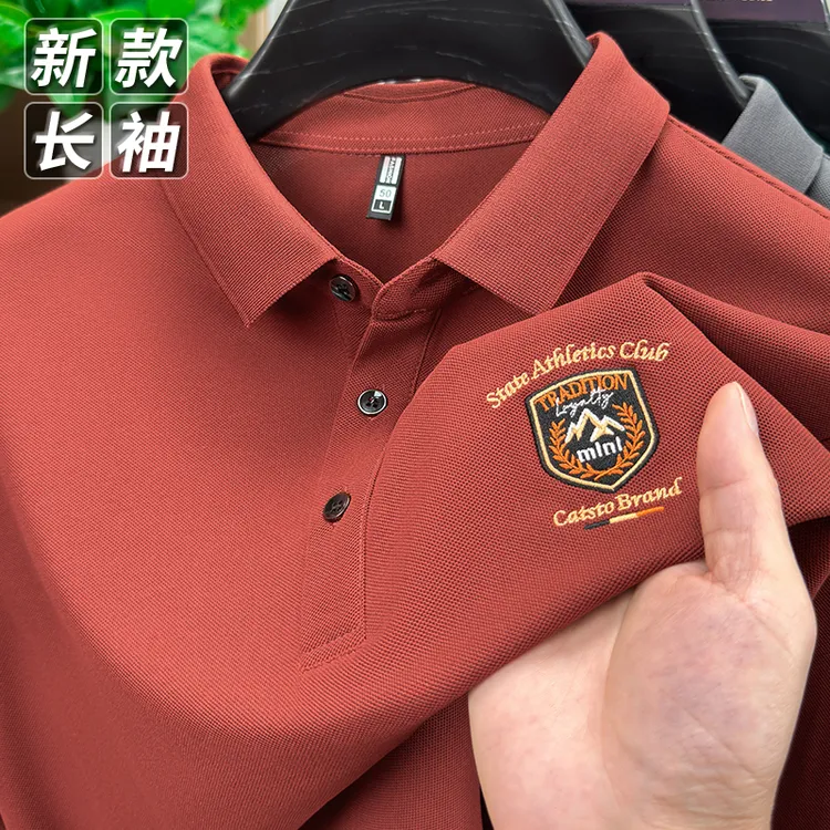 【秋上新】保罗高档男士polo衫商务休闲刺绣翻领男装百搭长袖T恤衫