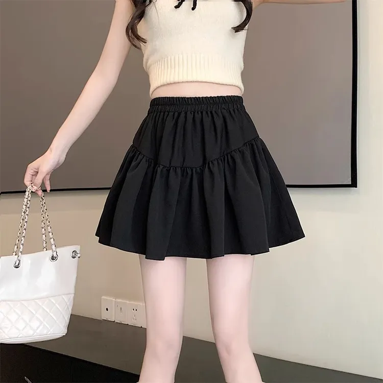 松紧腰半身裙女夏季微胖MM大码显瘦高腰蛋糕裙防走光a字蓬蓬短裙