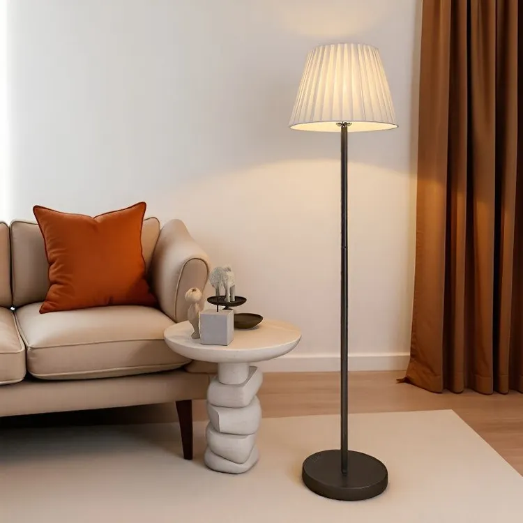 立式落地灯创意法式客厅卧室布艺主卧简约阅读落地灯立地台灯