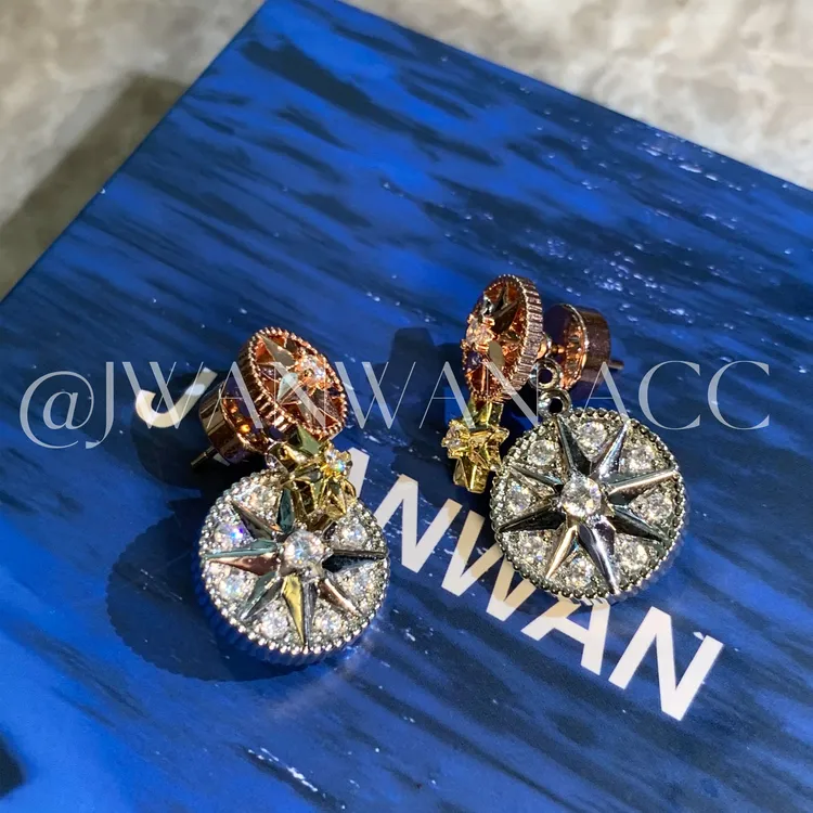 铜合金耳饰 高定.多戴罗盘闪钻拼色重奢耳环