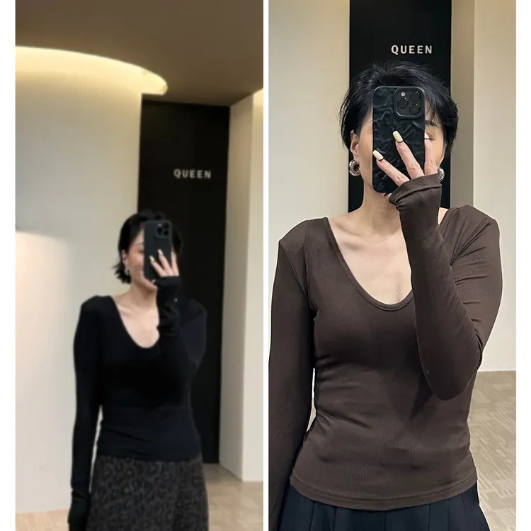 美丽定制极简气质显瘦大U打底衫160斤以内（24980）