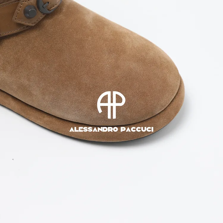 AP洛哥54136XX【铆钉扣雪地靴】高丝光牛皮反毛+羊毛里雪地靴高帮鞋