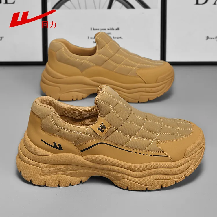 回力一脚蹬男鞋2025新款秋冬季休闲运动厚底增高工作防滑老爹鞋子