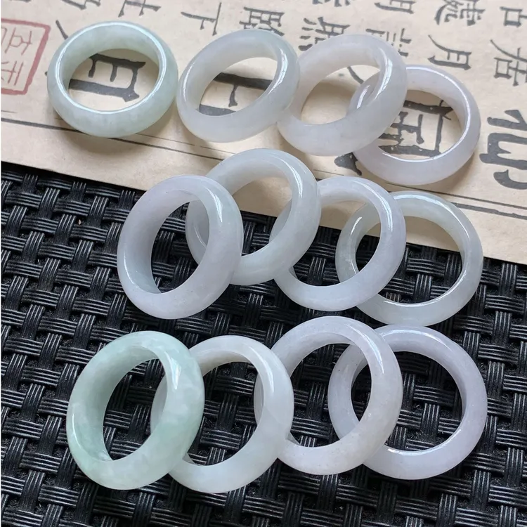 翡翠戒圈戒指指环天然a货玉石圆戒素圈缅料玉戒(19元/枚)