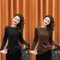 【古风华美】2025秋冬新款圆领串珠植绒收腰显瘦时尚百搭不规则上衣