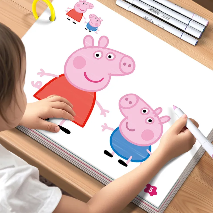 小猪佩奇涂色本3到6岁幼儿园宝宝简笔画画本儿童填色涂鸦益智玩具