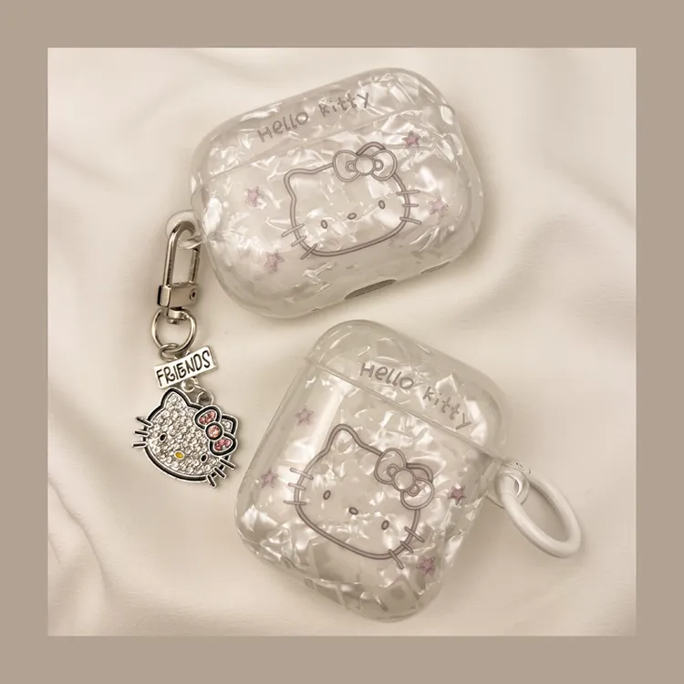 ins高级感贝壳纹KT猫airpod4保护套airpodspro3适用苹果2代耳机壳