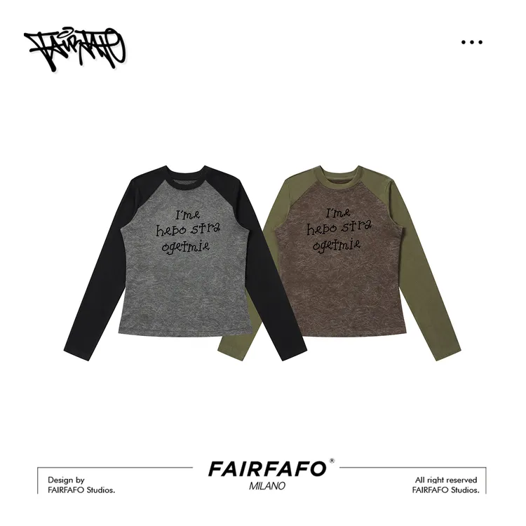 【撞色圆领字母长袖】YSCX5A233潮牌新款舒适百搭气质秋冬打底长袖