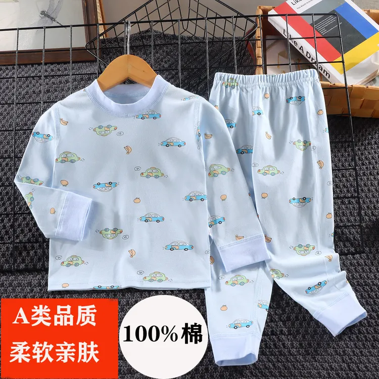 100%纯棉秋裤套装女童睡衣家居服套装休闲透气A类少女风柔软亲肤