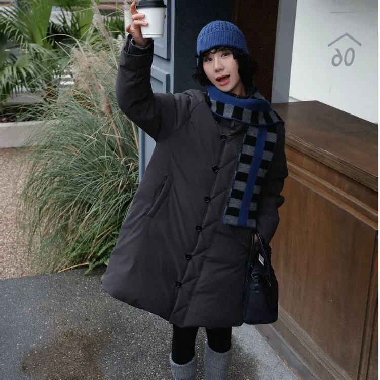 TT设计师【静闻雪落】复古高级时尚百搭简约白鹅绒羽绒服TT191529