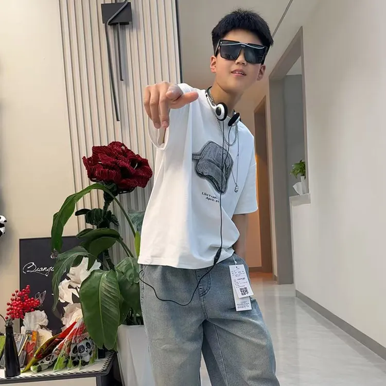 男童夏装短袖T恤2025新款中大童上衣儿童夏季男孩半袖学生体恤潮t