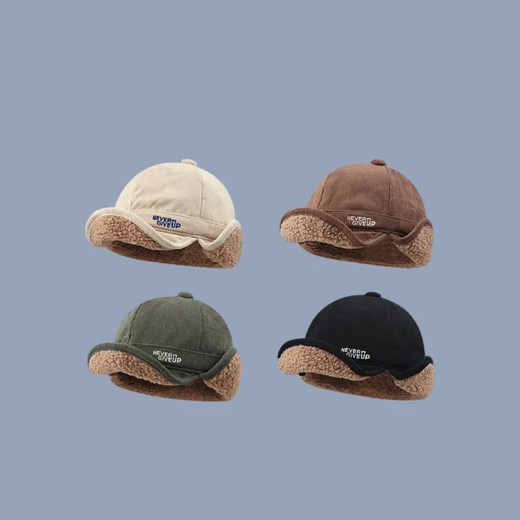 日系insins雷锋帽刺绣休闲帽子雷锋帽秋冬羊羔绒百搭男女休闲保暖