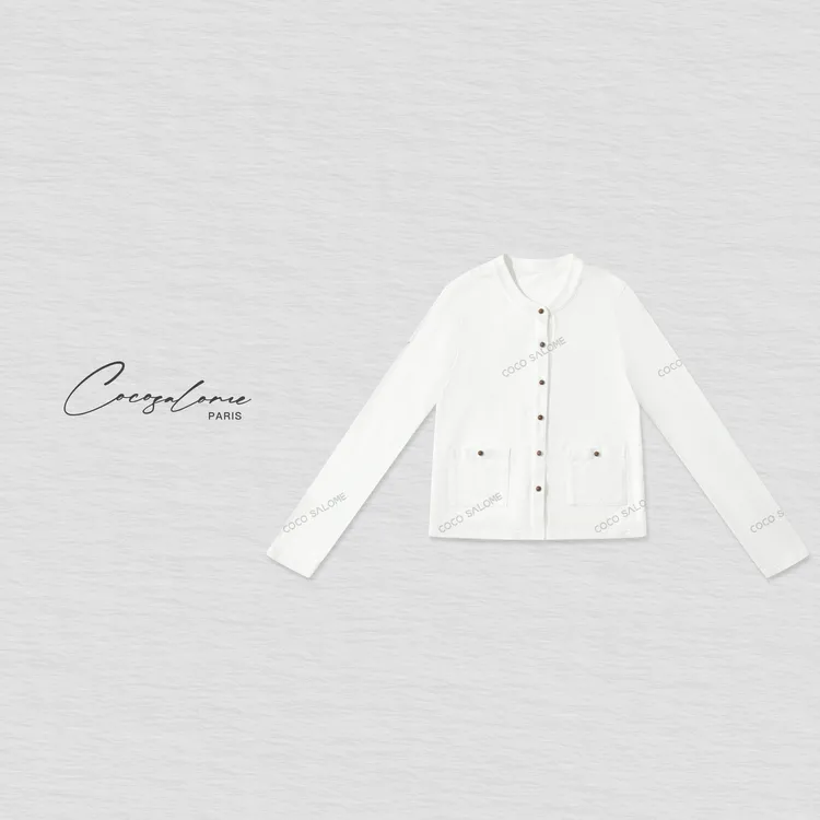 韩彬彬"匠心"初秋出游日系松弛感通勤极简纽扣撞色裸感开衫924M-2