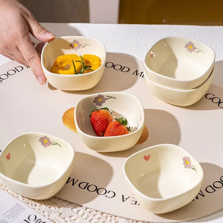 奶油风紫藤花陶瓷碟子火锅调料碟小吃碟创意可爱ins风高颜值餐具